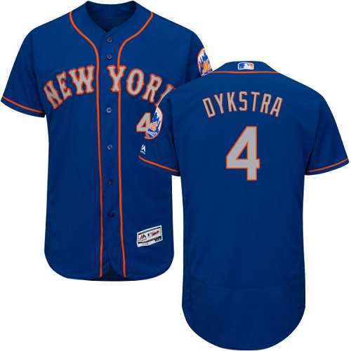 Mets #4 Lenny Dykstra Blue(Grey NO.) Flexbase Authentic Collection Stitched MLB Jersey - Click Image to Close
